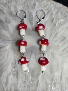 Red Mushroom Drop Earrings - Cute Women Jewelry